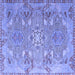 Square Machine Washable Persian Blue Traditional Rug, wshtr166blu