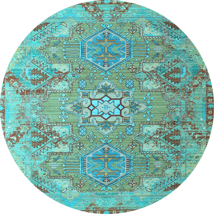 Round Persian Light Blue Traditional Rug, tr166lblu