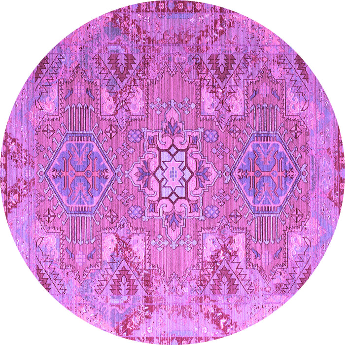 Round Persian Purple Traditional Rug, tr166pur