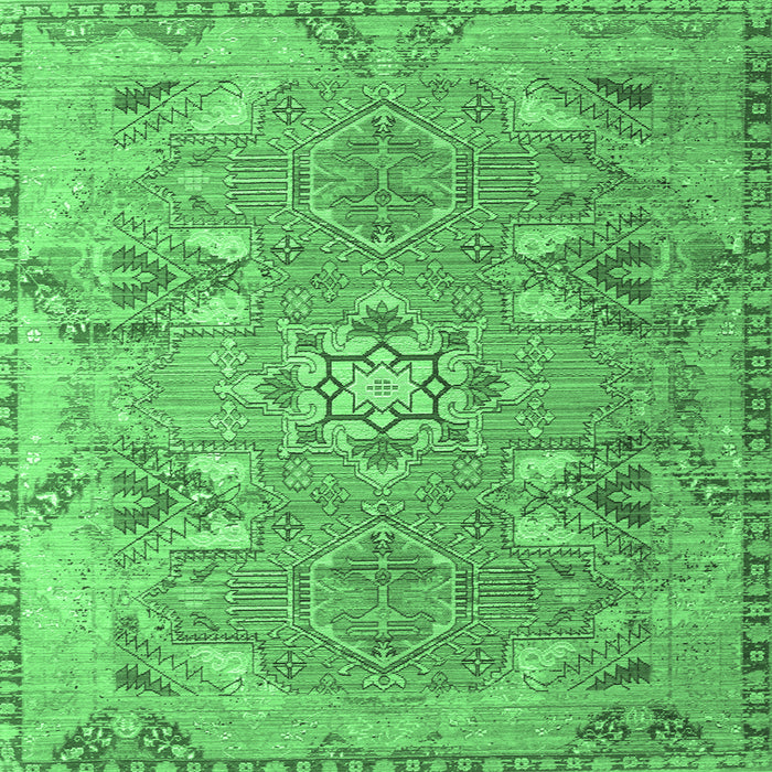 Square Persian Emerald Green Traditional Rug, tr166emgrn