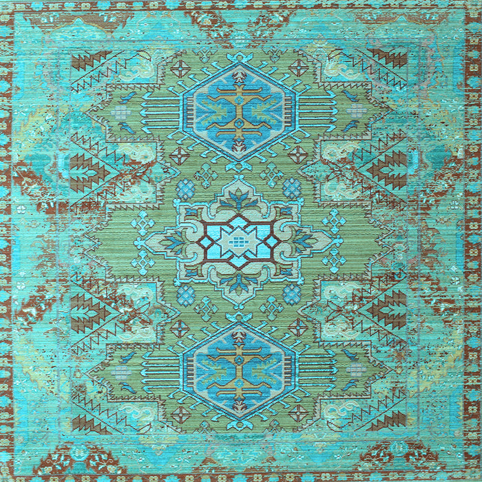 Square Machine Washable Persian Light Blue Traditional Rug, wshtr166lblu