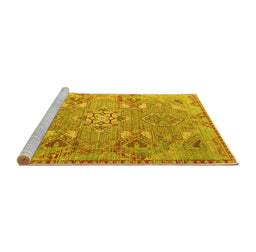 Sideview of Machine Washable Persian Yellow Traditional Rug, wshtr166yw