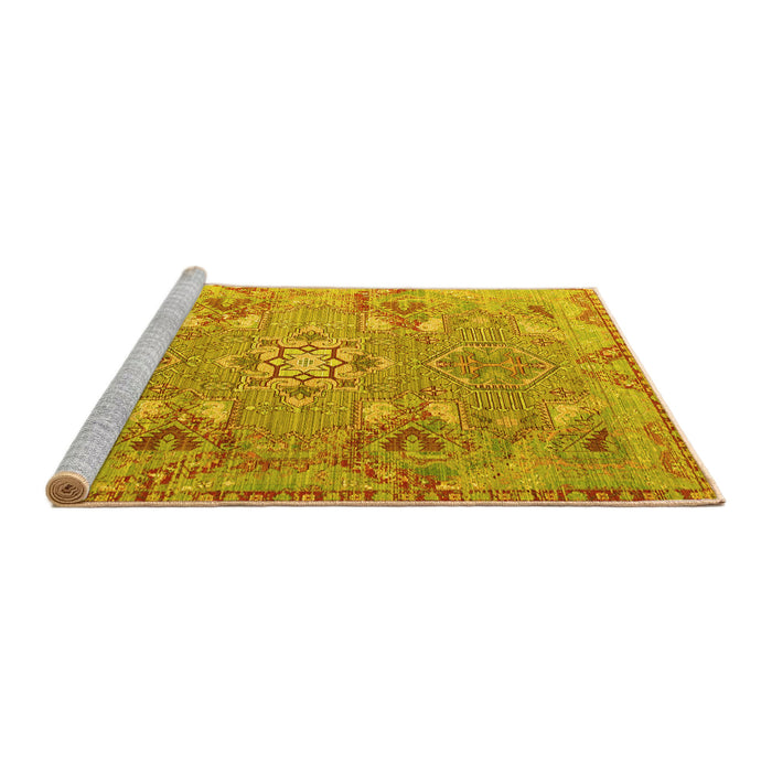 Sideview of Machine Washable Persian Yellow Traditional Rug, wshtr166yw