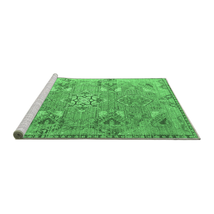 Sideview of Machine Washable Persian Emerald Green Traditional Area Rugs, wshtr166emgrn