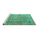 Sideview of Machine Washable Persian Turquoise Traditional Area Rugs, wshtr166turq