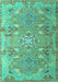 Machine Washable Persian Turquoise Traditional Area Rugs, wshtr166turq