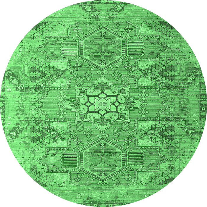 Round Persian Emerald Green Traditional Rug, tr166emgrn