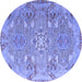 Round Machine Washable Persian Blue Traditional Rug, wshtr166blu