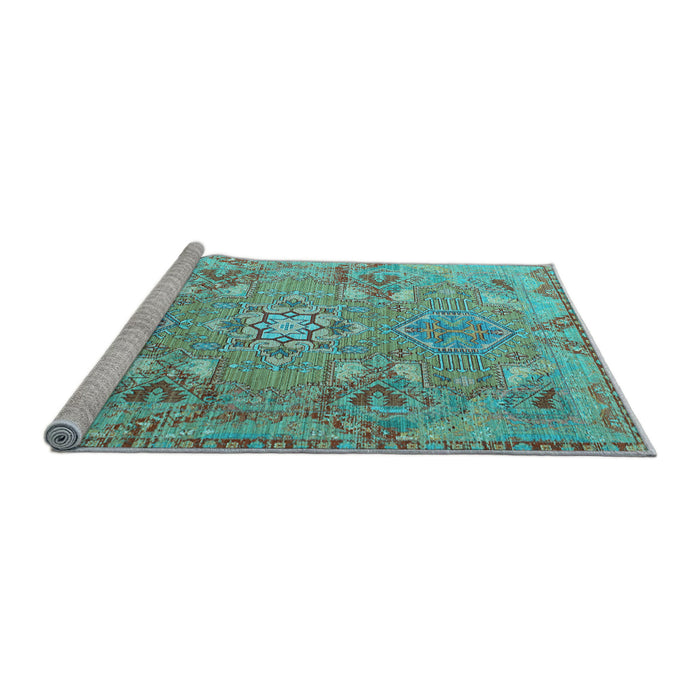 Sideview of Machine Washable Persian Light Blue Traditional Rug, wshtr166lblu