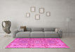 Machine Washable Persian Pink Traditional Rug in a Living Room, wshtr166pnk