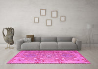 Machine Washable Persian Pink Traditional Rug, wshtr166pnk