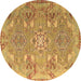 Round Persian Brown Traditional Rug, tr166brn