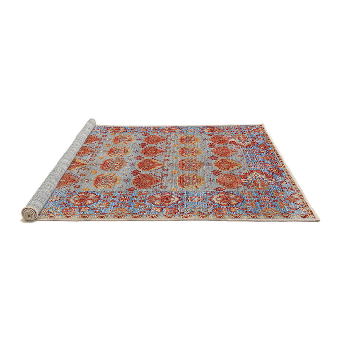 Sideview of Machine Washable Traditional Chestnut Red Rug, wshtr167