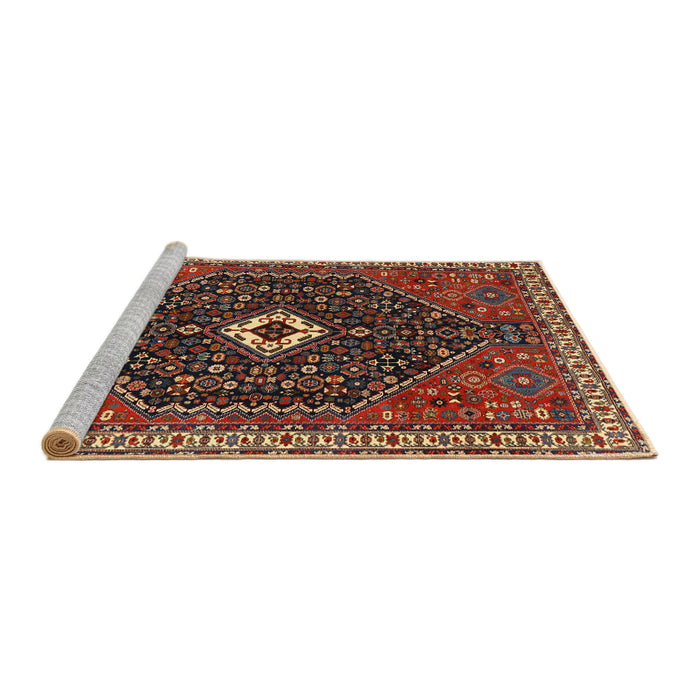 Sideview of Machine Washable Traditional Saffron Red Rug, wshtr1670
