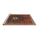 Sideview of Machine Washable Traditional Saffron Red Rug, wshtr1670