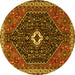 Round Persian Yellow Traditional Rug, tr1670yw