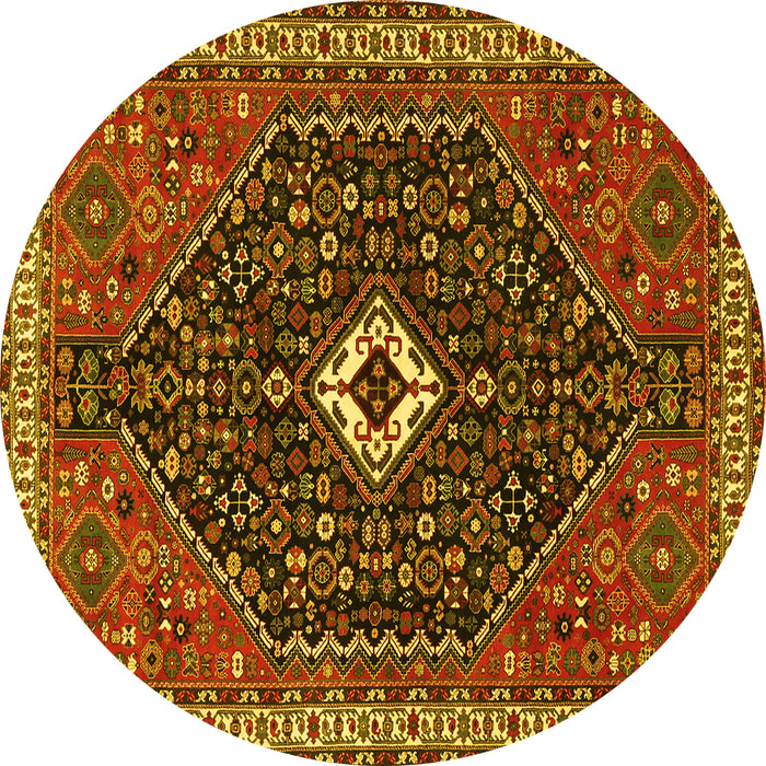 Round Machine Washable Persian Yellow Traditional Rug, wshtr1670yw