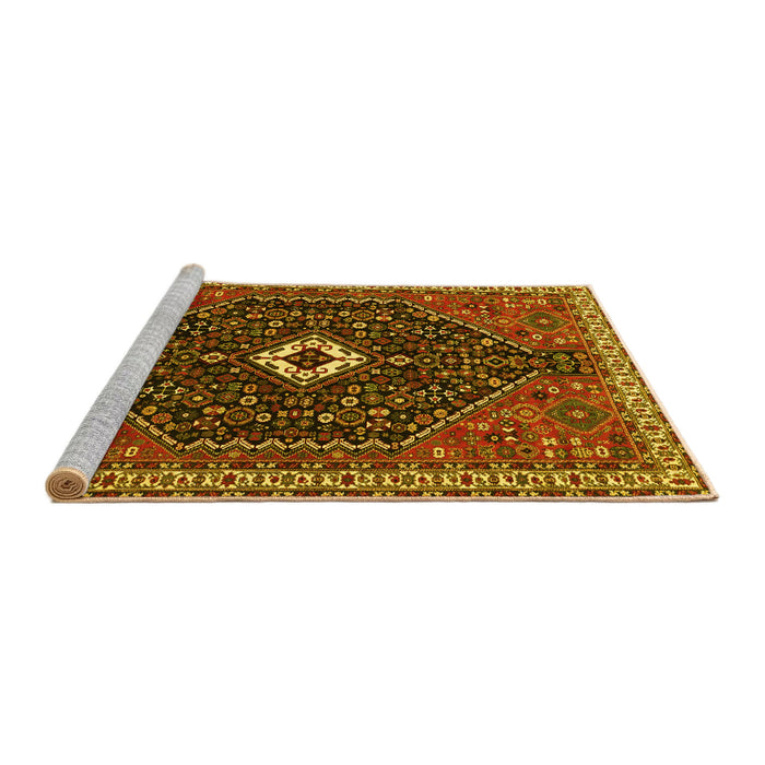 Sideview of Machine Washable Persian Yellow Traditional Rug, wshtr1670yw