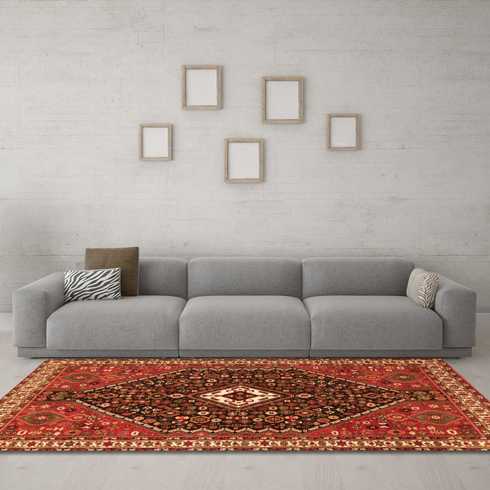 Machine Washable Persian Orange Traditional Area Rugs in a Living Room, wshtr1670org