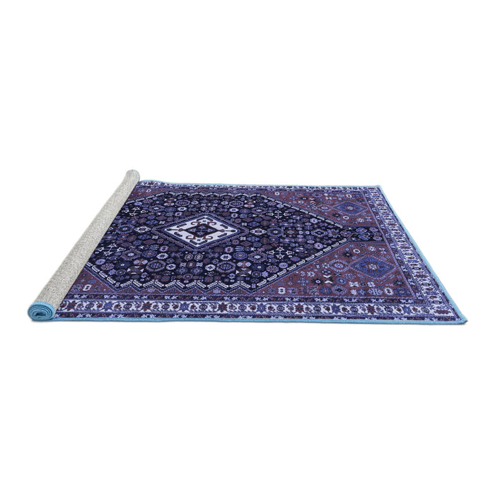 Sideview of Machine Washable Persian Blue Traditional Rug, wshtr1670blu