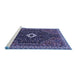 Sideview of Machine Washable Persian Blue Traditional Rug, wshtr1670blu