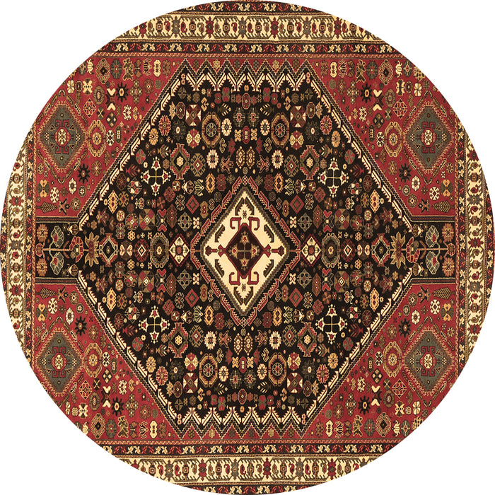 Round Persian Brown Traditional Rug, tr1670brn