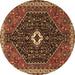 Round Persian Brown Traditional Rug, tr1670brn