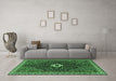 Machine Washable Persian Emerald Green Traditional Area Rugs in a Living Room,, wshtr1670emgrn