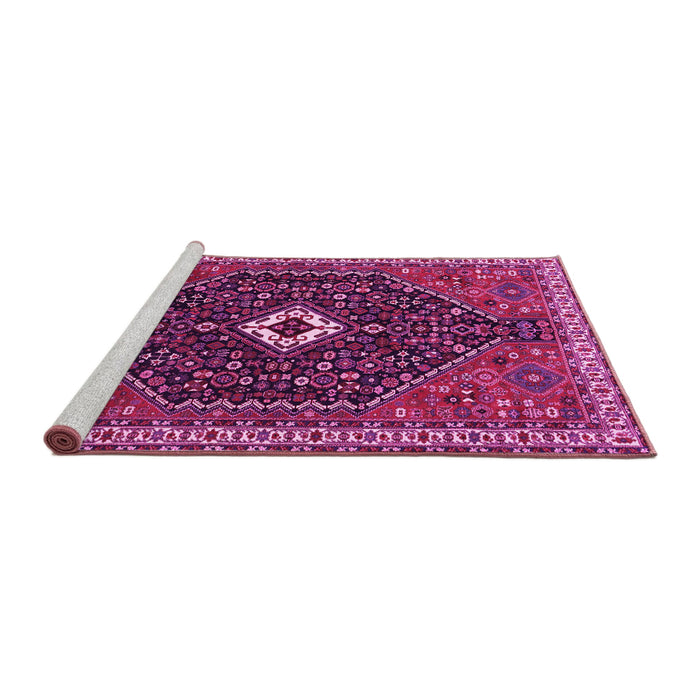 Sideview of Machine Washable Persian Pink Traditional Rug, wshtr1670pnk