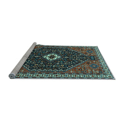 Sideview of Machine Washable Persian Light Blue Traditional Rug, wshtr1670lblu