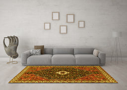 Machine Washable Persian Yellow Traditional Rug in a Living Room, wshtr1670yw