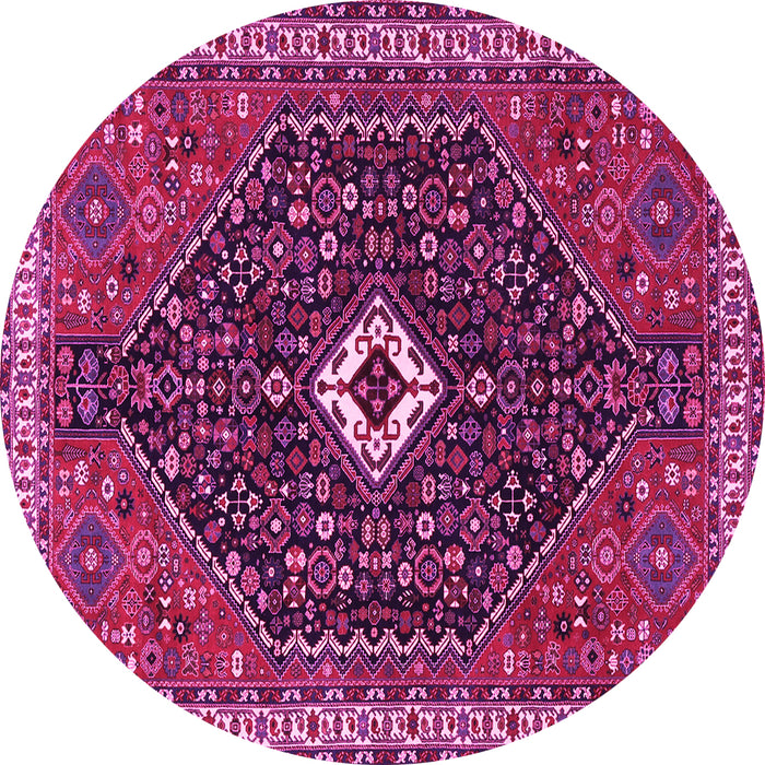 Round Machine Washable Persian Pink Traditional Rug, wshtr1670pnk