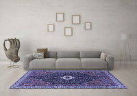 Machine Washable Persian Blue Traditional Rug, wshtr1670blu