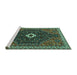 Sideview of Machine Washable Persian Turquoise Traditional Area Rugs, wshtr1670turq