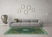 Machine Washable Persian Turquoise Traditional Area Rugs in a Living Room,, wshtr1670turq