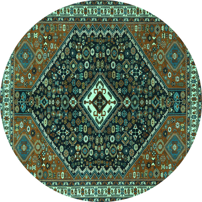 Round Persian Turquoise Traditional Rug, tr1670turq
