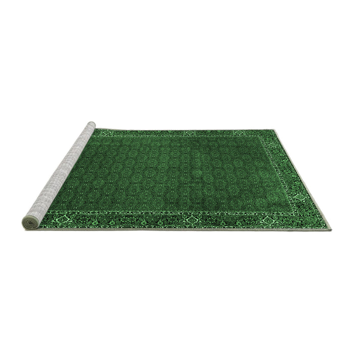 Sideview of Machine Washable Persian Emerald Green Traditional Area Rugs, wshtr1671emgrn