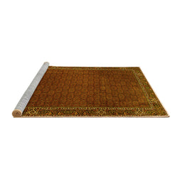 Sideview of Machine Washable Persian Yellow Traditional Rug, wshtr1671yw
