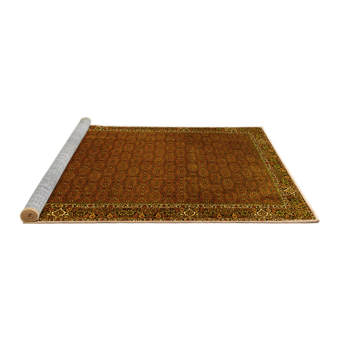 Sideview of Machine Washable Persian Yellow Traditional Rug, wshtr1671yw