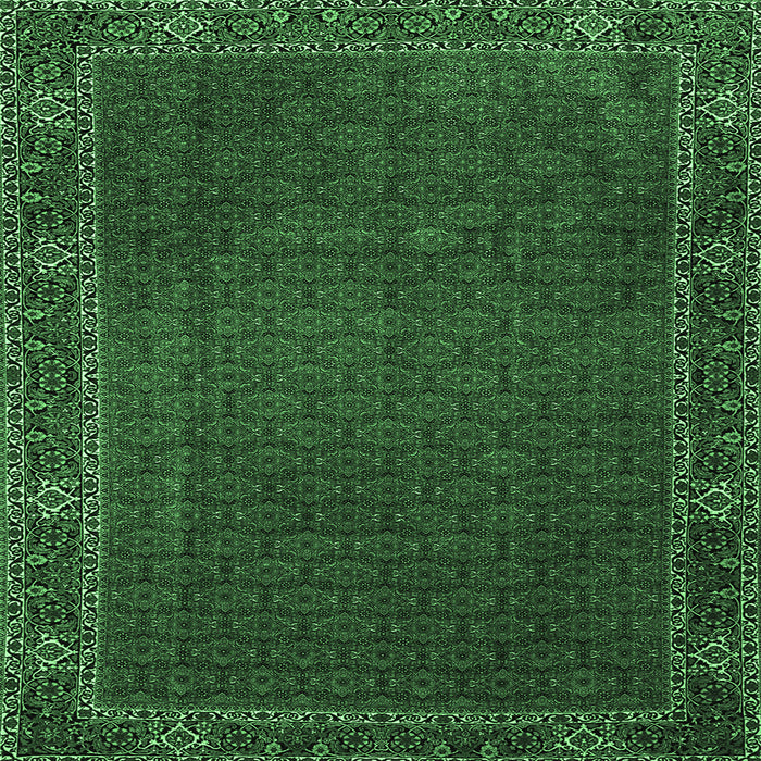 Square Machine Washable Persian Emerald Green Traditional Area Rugs, wshtr1671emgrn