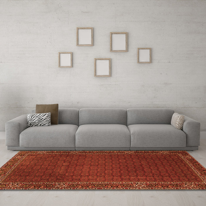 Machine Washable Persian Orange Traditional Area Rugs in a Living Room, wshtr1671org