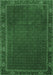 Machine Washable Persian Emerald Green Traditional Area Rugs, wshtr1671emgrn