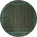 Round Persian Turquoise Traditional Rug, tr1671turq