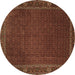 Round Machine Washable Persian Brown Traditional Rug, wshtr1671brn