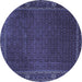 Round Machine Washable Persian Blue Traditional Rug, wshtr1671blu