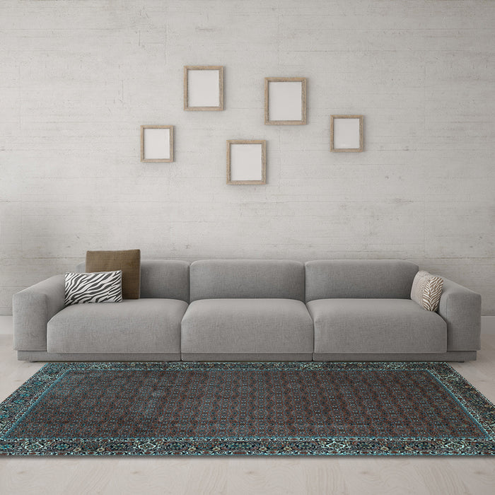 Machine Washable Persian Light Blue Traditional Rug in a Living Room, wshtr1671lblu