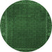 Round Persian Emerald Green Traditional Rug, tr1671emgrn