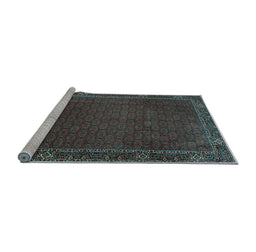 Sideview of Machine Washable Persian Light Blue Traditional Rug, wshtr1671lblu
