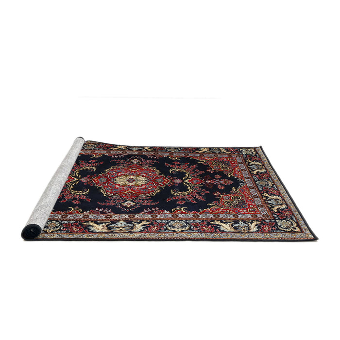 Sideview of Machine Washable Traditional Dark Almond Brown Rug, wshtr1672