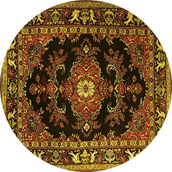 Round Persian Yellow Traditional Rug, tr1672yw